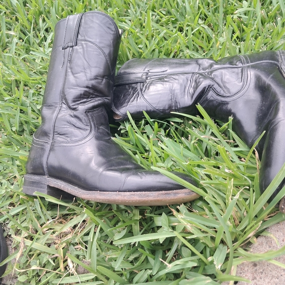 Vitage JUSTIN RoperBlack Leather Cowboy Boots Women Size 6.5 D - Picture 5 of 6